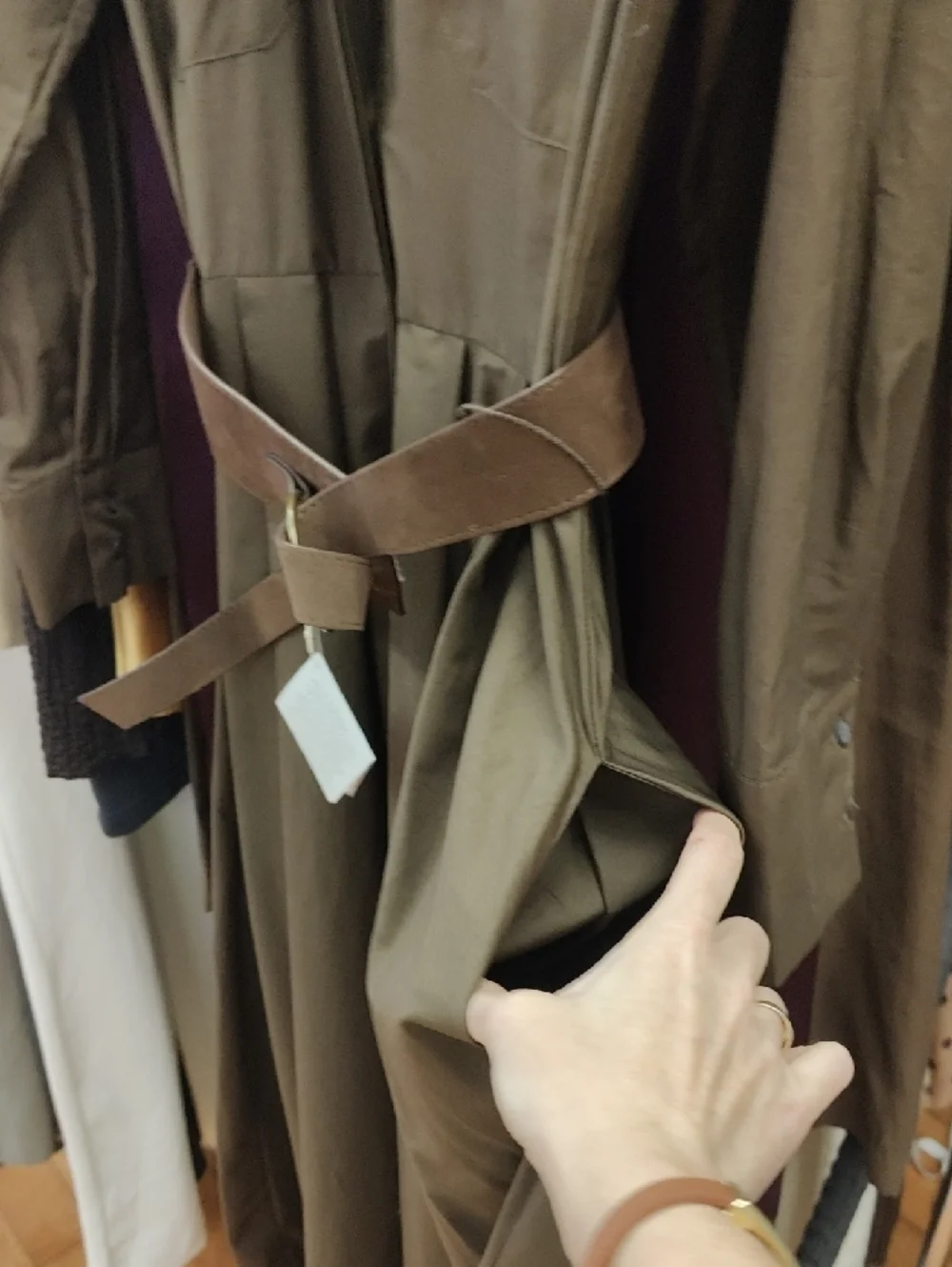 Zara Brown Long-Sleeve Belted Shirt Dress - Picture 7 of 9